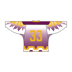 SUBLIMATED HAWKS TEAM DESIGN HOCKEY JERSEY WHITE YELLOW PURPLE | Vimost Shop.