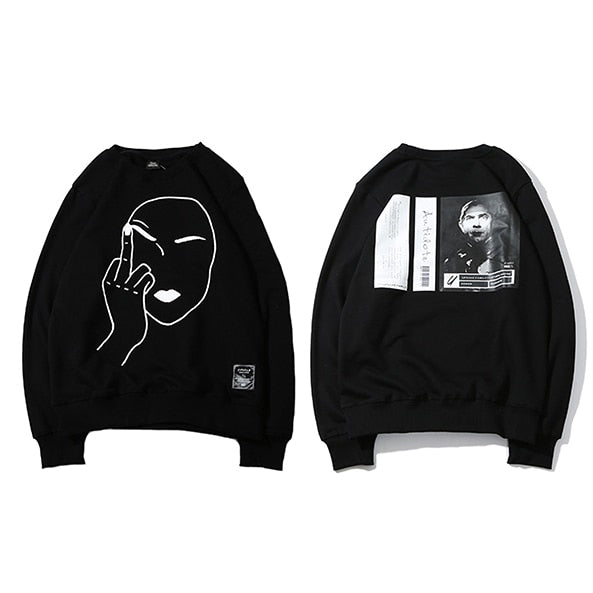 Funny Sweatshirt Streetwear Print Middle Finger Men Hip Hop Pullover Sweatshirts Hoodie  Autumn Sweatshirt No Hood Cotton | Vimost Shop.