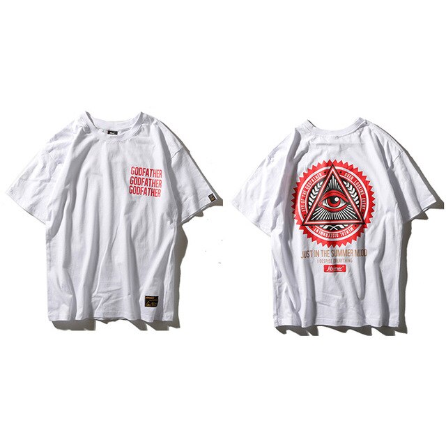 Geometry Triangle Eye T Shirts Men's Hip Hop T-Shirt Godfather Printed Casual Cotton Tops Tees New Summer Streetwear Tshirt | Vimost Shop.