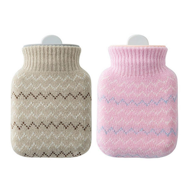 Hot Water Bottle Bag With Knit Cover - Silicone Hot Water Bottle Hot Water Bottle For Necks Back Pains Shoulders Cold Compres