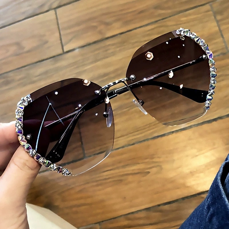 Women Luxury Brand Design Sexy Diamond Square Sun Glasses | Vimost Shop.