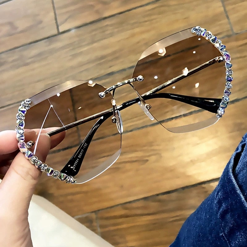 Women Luxury Brand Design Sexy Diamond Square Sun Glasses | Vimost Shop.