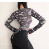 Women Sexy Long Sleeve Crop Top fitness camouflage Yoga shirt | Vimost Shop.
