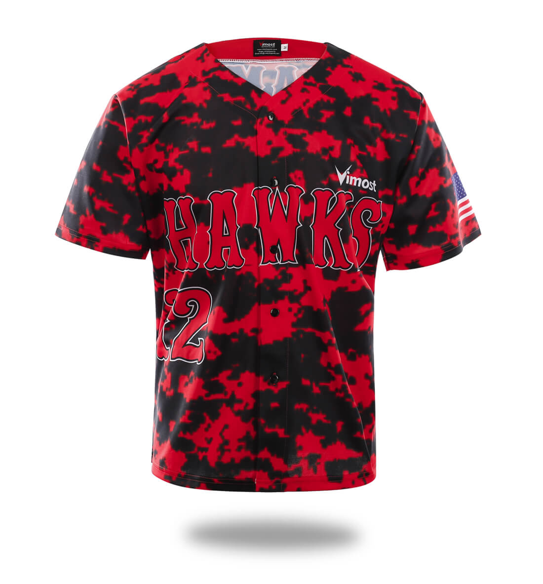 Hawks Camo Red Design Baseball Jersey | Vimost Shop.