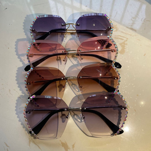 Women Luxury Brand Design Sexy Diamond Square Sun Glasses | Vimost Shop.