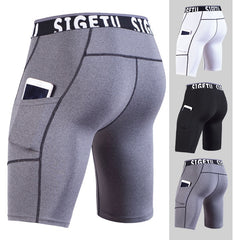 High Elastic GYM Shorts Men Dry Fit Running Shorts Football Phone Pocket Design Fitness Sport Shorts Workout Short Leggings