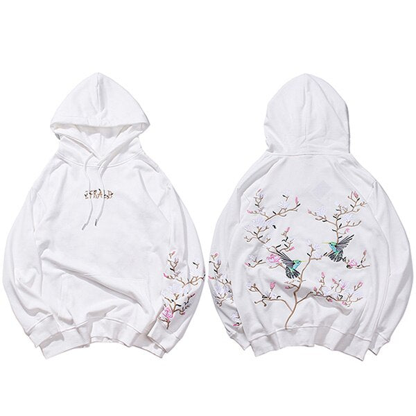 Hip Hop Hoodie Sweatshirt Embroidered Bird Floral Mens Streetwear Harajuku Hoodies Pullover Loose Cotton Sweat Shirt  Autumn | Vimost Shop.