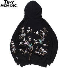 Hip Hop Hoodie Sweatshirt Embroidered Bird Floral Mens Streetwear Harajuku Hoodies Pullover Loose Cotton Sweat Shirt  Autumn | Vimost Shop.