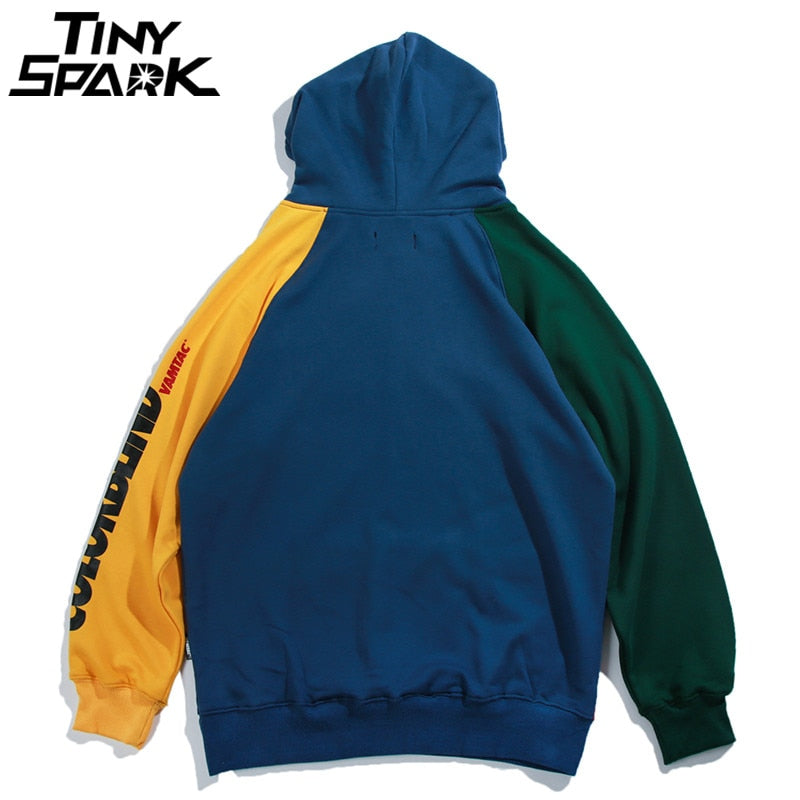Hip Hop Hoodie Sweatshirt Mens Color Block Patchwork Harajuku Hoodie Streetwear Casual HipHop Pullover Oversized Autumn | Vimost Shop.