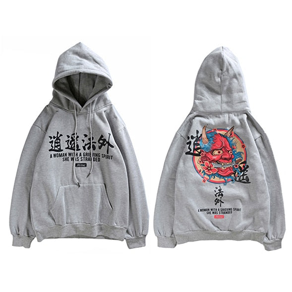 Hip Hop Mens Hoodie Sweatshirt Ghost Chinese Character Print Harajuku Hoodie Streetwear Autumn Casual Black Pullover Cotton | Vimost Shop.