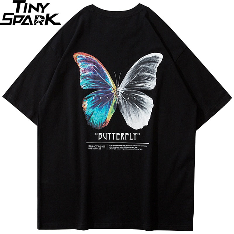 Hip Hop Oversize T Shirt Men Streetwear Harajuku Color Butterfly Tshirt Short Sleeve Cotton Loose HipHop T-Shirt Plus Size | Vimost Shop.