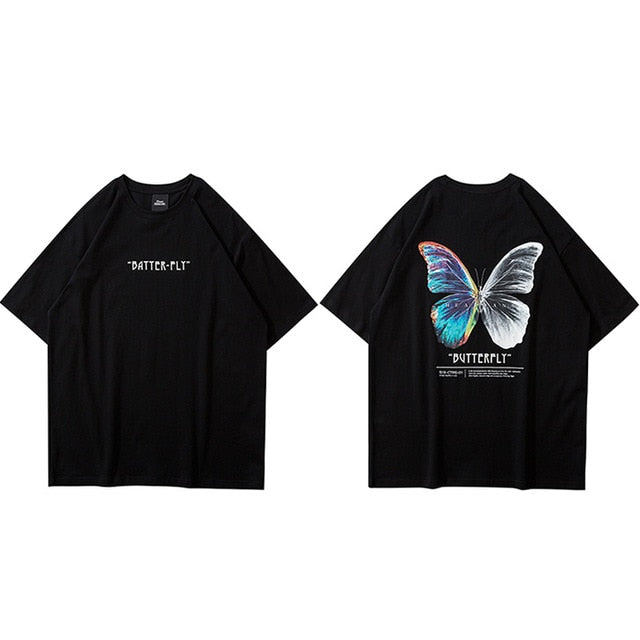 Hip Hop Oversize T Shirt Men Streetwear Harajuku Color Butterfly Tshirt Short Sleeve Cotton Loose HipHop T-Shirt Plus Size | Vimost Shop.