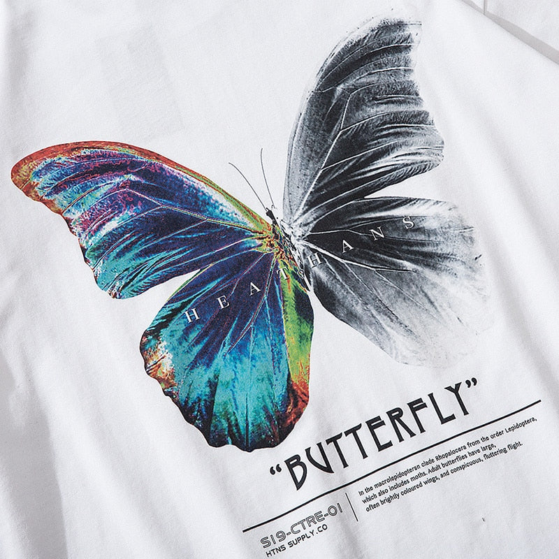Hip Hop Oversize T Shirt Men Streetwear Harajuku Color Butterfly Tshirt Short Sleeve Cotton Loose HipHop T-Shirt Plus Size | Vimost Shop.