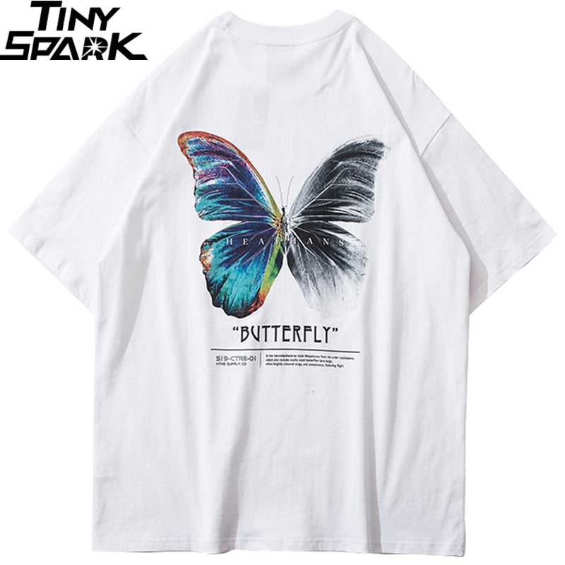 Hip Hop Oversize T Shirt Men Streetwear Harajuku Color Butterfly Tshirt Short Sleeve Cotton Loose HipHop T-Shirt Plus Size | Vimost Shop.
