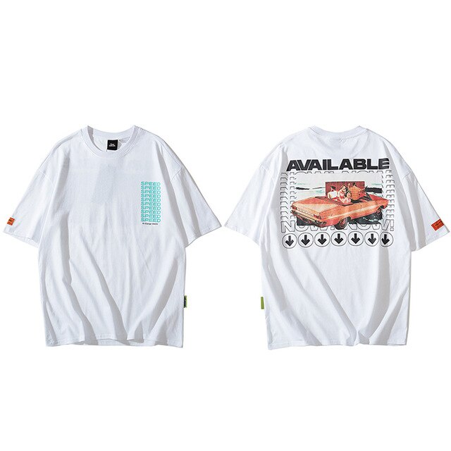 Hip Hop T Shirt Retro Car Print  Mens Tshirt Streetwear Harajuku T-shirt Vintage Short Sleeve Cotton Tops Tees Summer Casual | Vimost Shop.