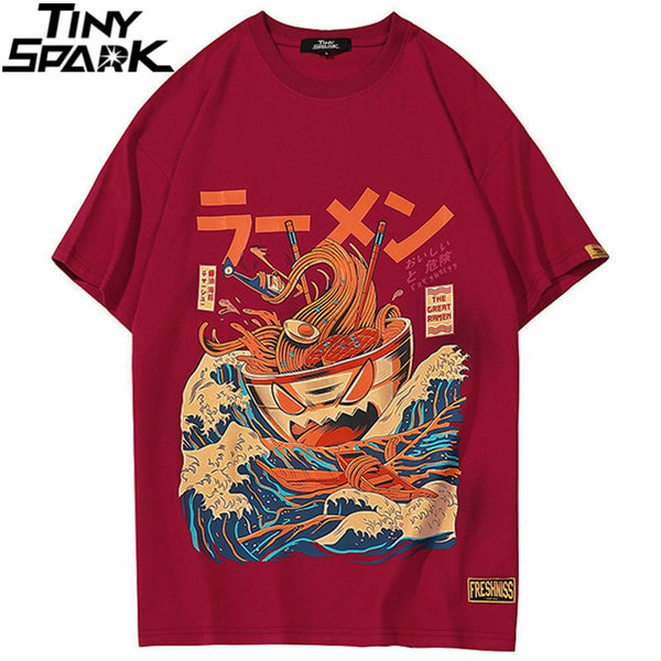Japanese Harajuku T-Shirt Men Summer Hip Hop T Shirts Noodle Ship Cartoon Streetwear Tshirts Short Sleeve Casual Top Cotton | Vimost Shop.