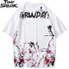 Japanese Sakura T Shirt Hip Hop Streetwear Men Harajuku Crane Tshirt Short Sleeve Summer Fashion Casual T-Shirt Cotton New | Vimost Shop.