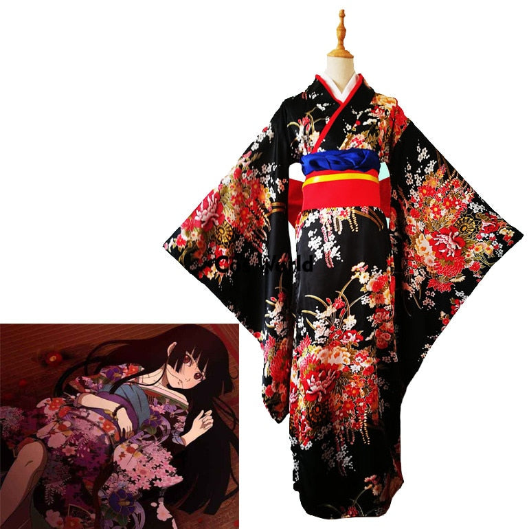 Jigoku Shoujo Enma Ai Maid Dress Kimono Yukata Uniform Outfit Anime Cosplay Costumes | Vimost Shop.