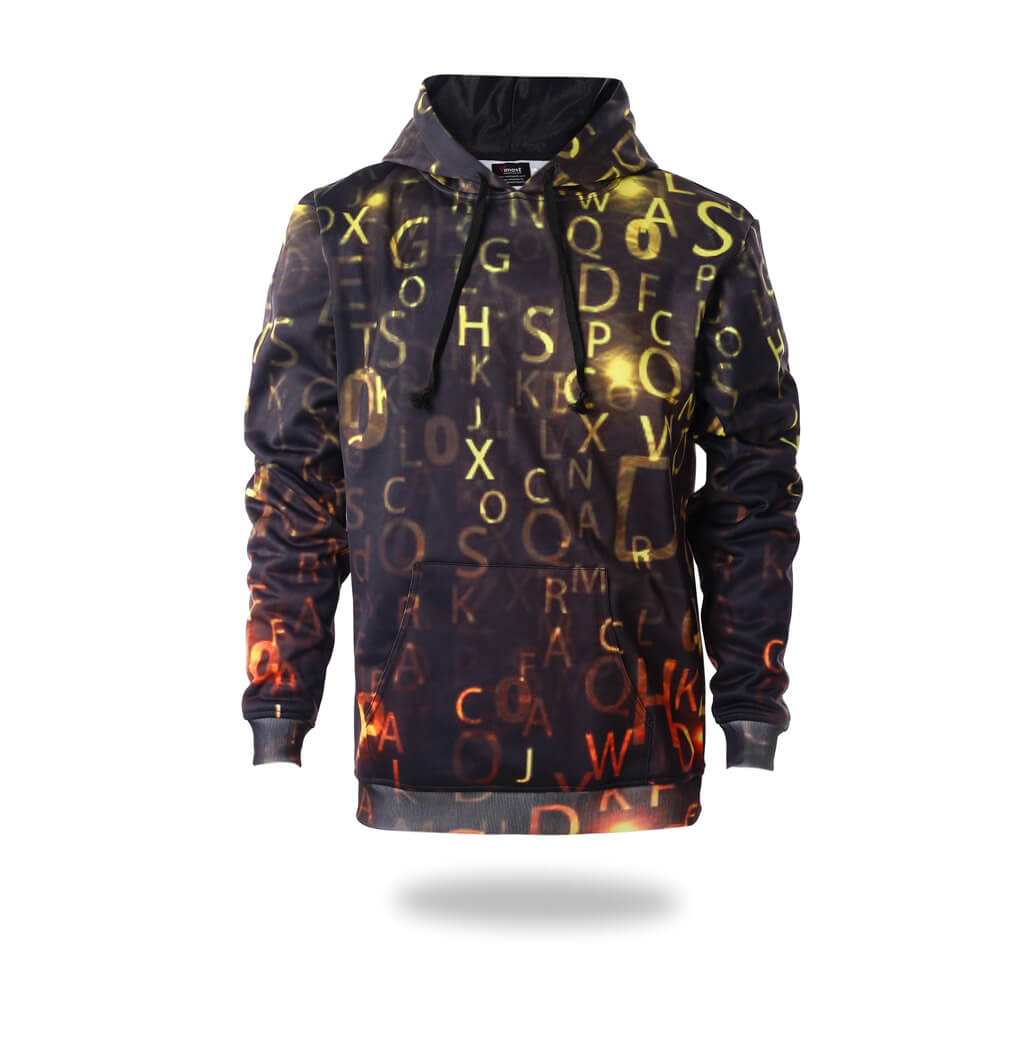 Letters Design Black Mens Pullover Hoodie | Vimost Shop.
