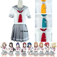 LoveLive!Sunshine!! Aqours Takami Chika Sakurauchi Riko Matsuura Kanan Kurosawa Dia School Uniform Sailor Suit Cosplay Costumes | Vimost Shop.