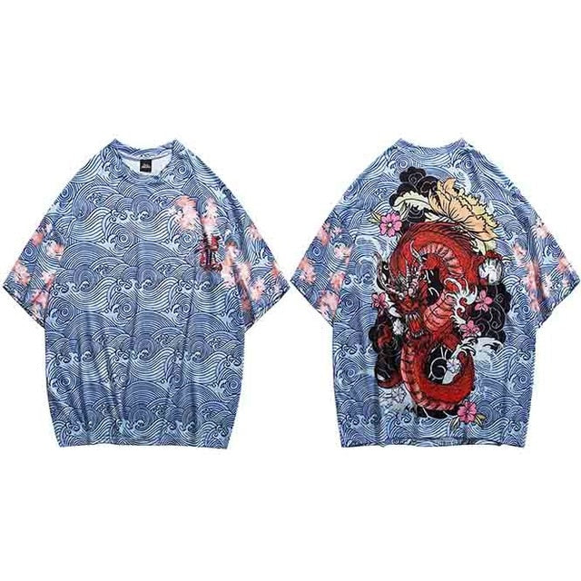 Men  T Shirt Streetwear Fire Dragon T-Shirt Hip Hop Harajuku Tshirt  Summer Beach Tops Tees Short Sleeve Thin Blue Hispter | Vimost Shop.