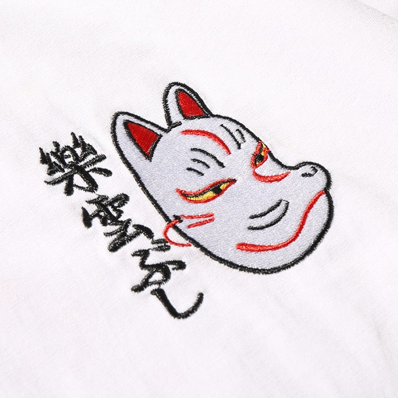Men Harajuku T Shirt Japanese Ninja Cat Skull Tshirt Hip Hop Streetwear Ukiyoe Embroidery T-Shirts Summer Cotton Tops Tees | Vimost Shop.