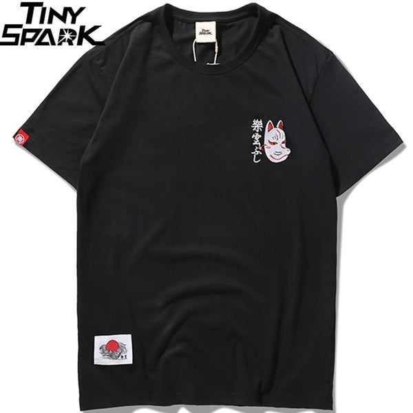 Men Harajuku T Shirt Japanese Ninja Cat Skull Tshirt Hip Hop Streetwear Ukiyoe Embroidery T-Shirts Summer Cotton Tops Tees | Vimost Shop.