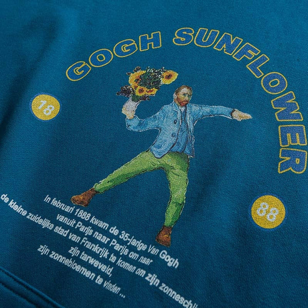Men Hip Hop Funny Hoodie Sweatshirt Van Gogh Sunflower Harajuku Streetwear Hooded Pullover Cotton Autumn Retro Hoodie Beige | Vimost Shop.
