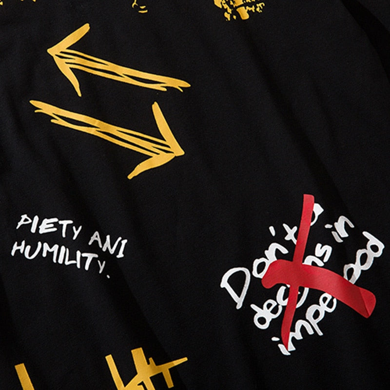 Men Hip Hop Graffiti T Shirt Harajuku Streetwear Tshirt Summer Short Sleeve Fashion Cotton Tops Tees New Skateboard T-Shirt | Vimost Shop.