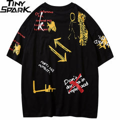 Men Hip Hop Graffiti T Shirt Harajuku Streetwear Tshirt Summer Short Sleeve Fashion Cotton Tops Tees New Skateboard T-Shirt | Vimost Shop.