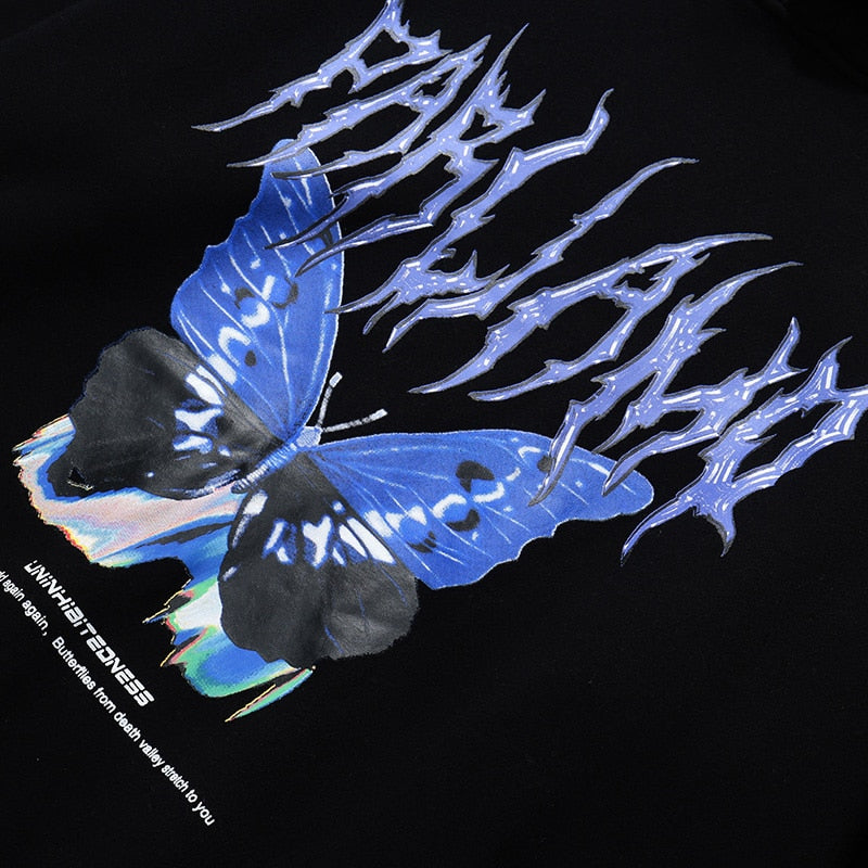 Men Hip Hop Hoodie Sweatshirt Butterfly Streetwear Harajuku Hoodie Pullover Oversized Autumn Cotton Hoodie HipHop Loose | Vimost Shop.