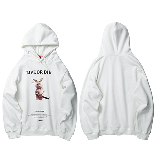 Men Hip Hop Hoodie Sweatshirt Streetwear Funny Rabbit Saw Print Harajuku Hooded Pullover Cotton Autumn Fashion Loose Hoodie | Vimost Shop.