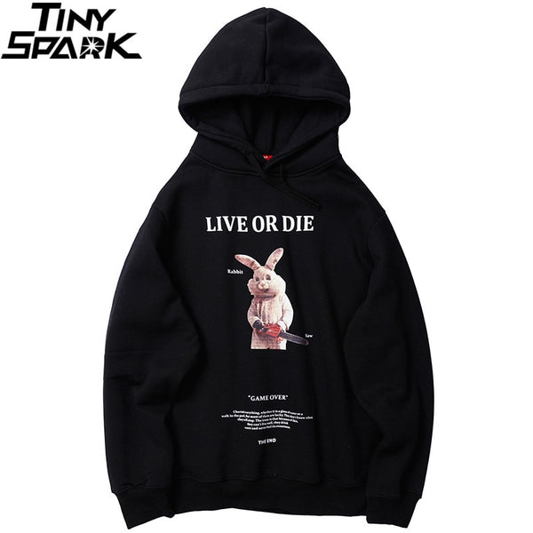 Men Hip Hop Hoodie Sweatshirt Streetwear Funny Rabbit Saw Print Harajuku Hooded Pullover Cotton Autumn Fashion Loose Hoodie | Vimost Shop.