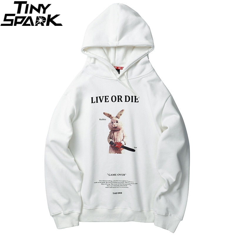 Men Hip Hop Hoodie Sweatshirt Streetwear Funny Rabbit Saw Print Harajuku Hooded Pullover Cotton Autumn Fashion Loose Hoodie | Vimost Shop.