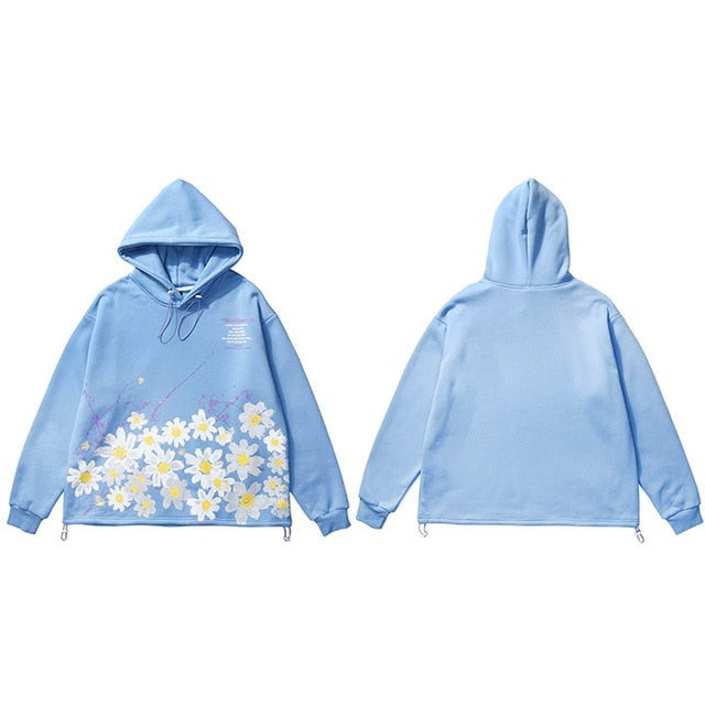 Men Hip Hop Hoodie Sweatshirt Sunflower Harajuku Floral Hoodie Streetwear Casual HipHop Loose Hooded Pullover Winter Autumn | Vimost Shop.