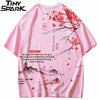 Men Hip Hop T Shirt Streetwear Japanese Sakura Painting Tshirt Short Sleeve Cotton Summer Harajuku T-Shirt Japan Style Pink | Vimost Shop.
