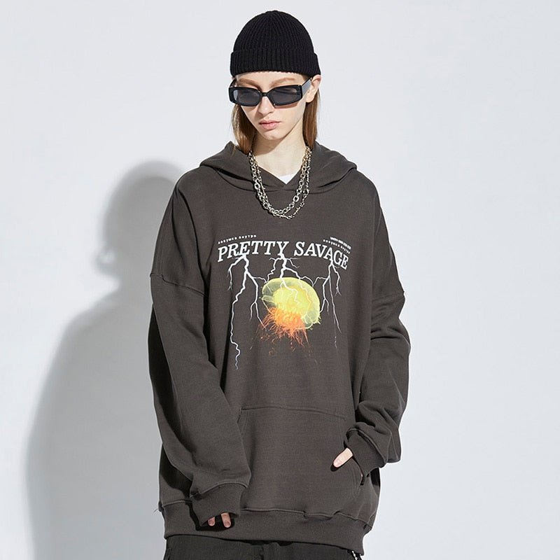 Men Hoodie Sweatshirt Hip Hop Streetwear Lightning Hoodie Pullover Harajuku Autumn Winter Fleece Hoodies Cotton Hipster | Vimost Shop.