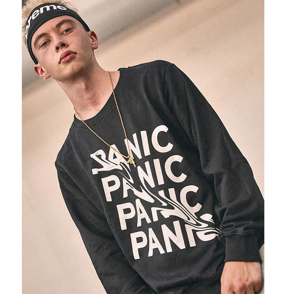Men Plain Sweatshirts Streetwear Panic Letter Print Hip Hop Pullover Sweatshirt Hoodie Cotton New Autumn Sweatshirt No Hood | Vimost Shop.