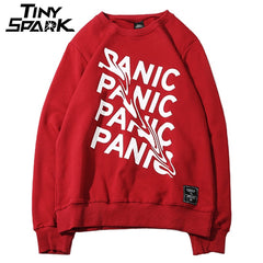 Men Plain Sweatshirts Streetwear Panic Letter Print Hip Hop Pullover Sweatshirt Hoodie Cotton New Autumn Sweatshirt No Hood | Vimost Shop.