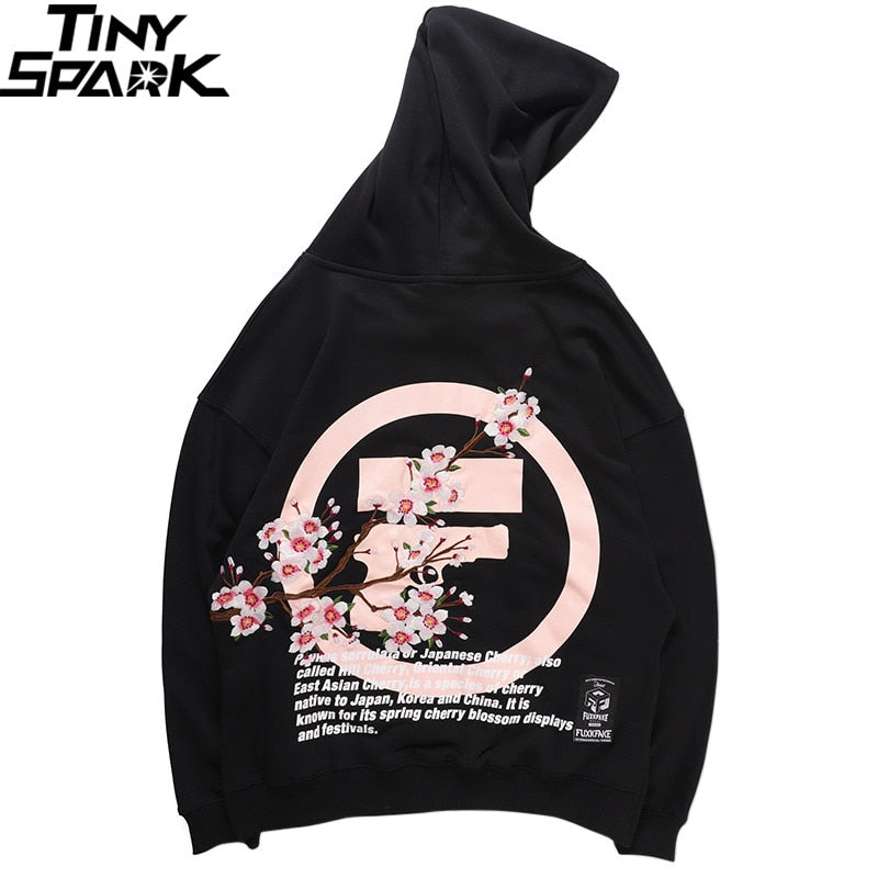 Mens Hip Hop Hoodie Sweatshirt Embroidery Sakura Japanese Streetwear Harajuku Hoodies Pullover Autumn Sweat Shirts Cotton | Vimost Shop.