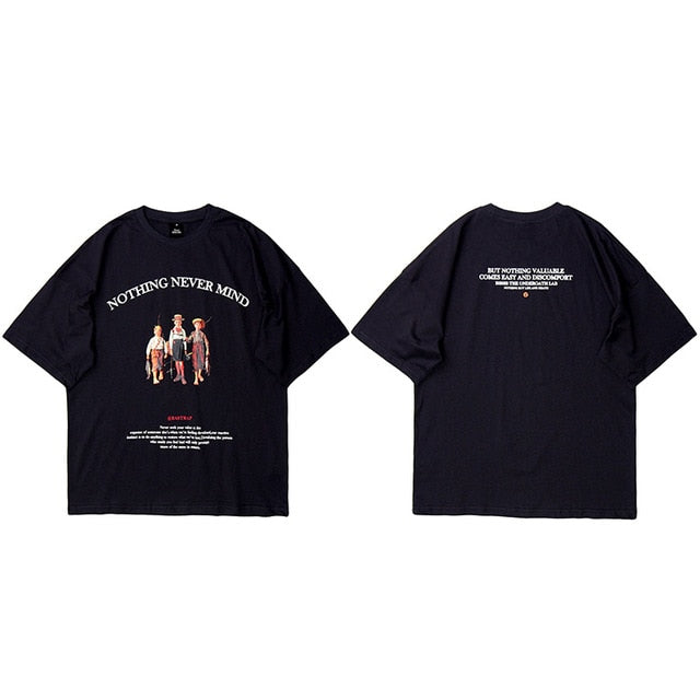 Mens Hip Hop T Shirts Streetwear Retro Childhood Harajuku Tshirt Short Sleeve Summer T-Shirt Cotton Tops Tees Black White | Vimost Shop.