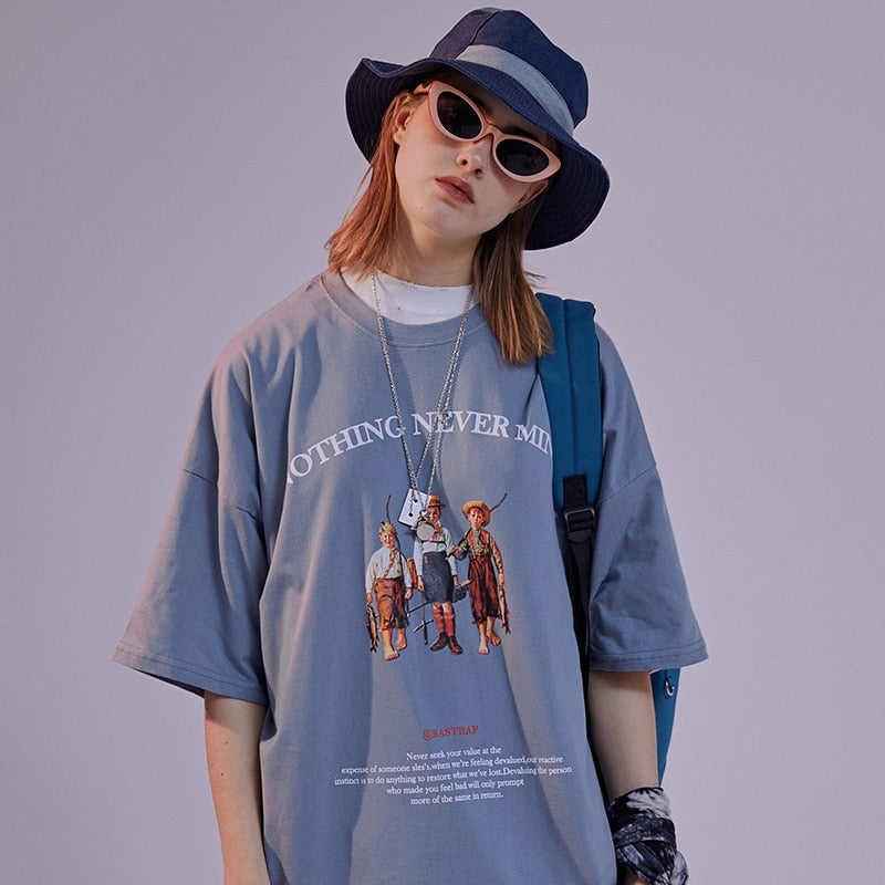 Mens Hip Hop T Shirts Streetwear Retro Childhood Harajuku Tshirt Short Sleeve Summer T-Shirt Cotton Tops Tees Black White | Vimost Shop.