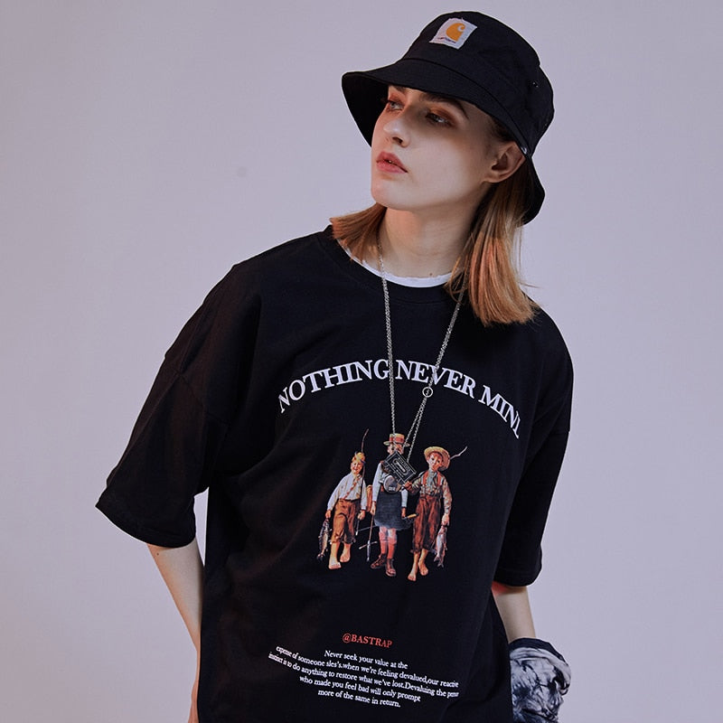 Mens Hip Hop T Shirts Streetwear Retro Childhood Harajuku Tshirt Short Sleeve Summer T-Shirt Cotton Tops Tees Black White | Vimost Shop.