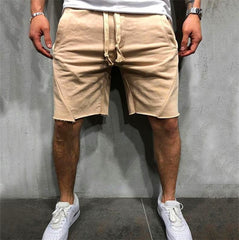 Mens Knee-length Cotton Shorts with Elastic Drawstring Waist Men's Sweatshort with Side Pockets Summer Shorts Short Pants | Vimost Shop.