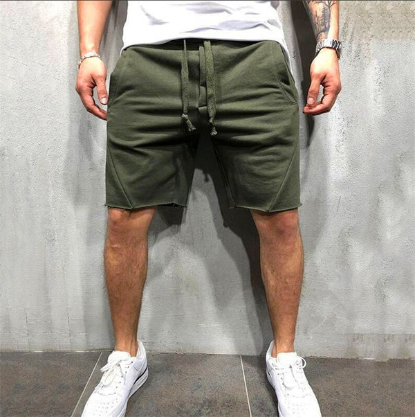Mens Knee-length Cotton Shorts with Elastic Drawstring Waist Men's Sweatshort with Side Pockets Summer Shorts Short Pants | Vimost Shop.