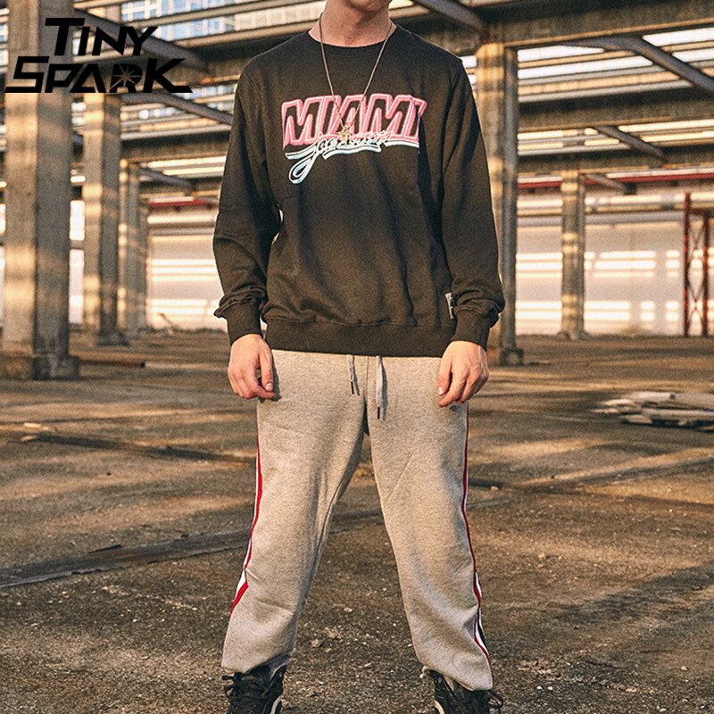 Miami Pullover Sweatshirt Pink Letter Print Men Hip Hop Pullover Sweatshirt Hoodie Autumn Heat Clothing Cotton Streetwear | Vimost Shop.