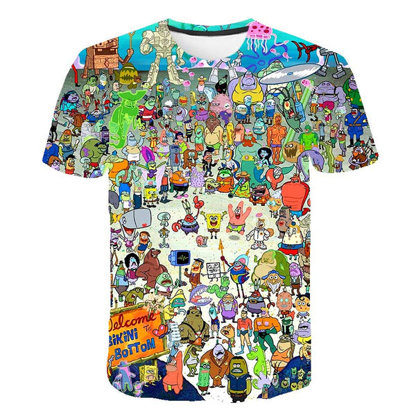 spongebob squarepants casual men's t-shirts, 3D printed t-shirts, casual cartoon fashion t-shirts, men and women | Vimost Shop.