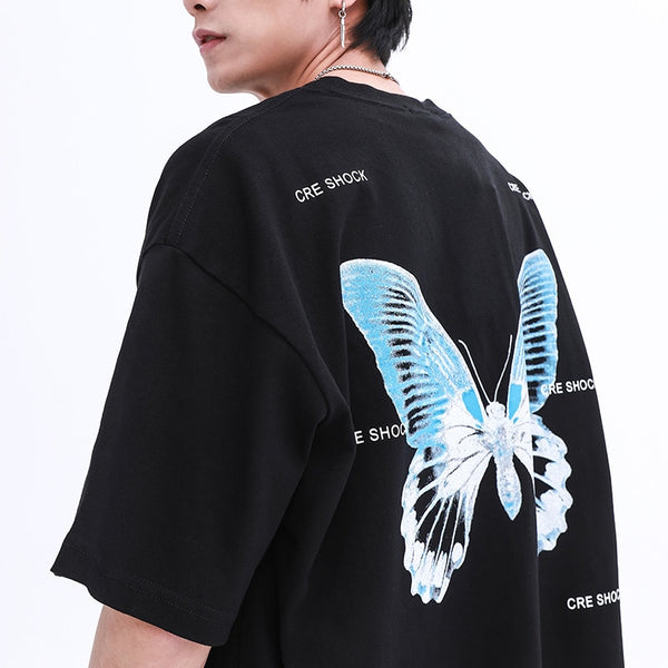 Oversize T Shirt Hip Hop Men Streetwear Tshirt Butterfly Print Harajuku Summer Short Sleeve T-Shirt Cotton Tops Tees Loose | Vimost Shop.