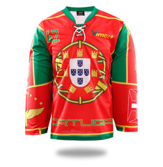 Sublimated Red Portugal Design Ice Hockey Jersey