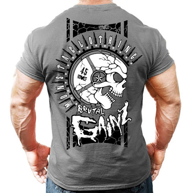 Printed Running T Shirt Men Cotton Sport Gym Shirt Men Fitness Top Workout Clothing Sportswear Jogging Training Sports Tshirt | Vimost Shop.